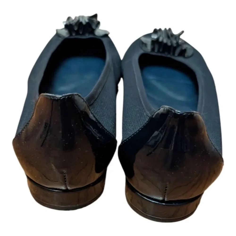 David Tate Black Knit Ballet Flats with Patent Ornament size 11W cushioned